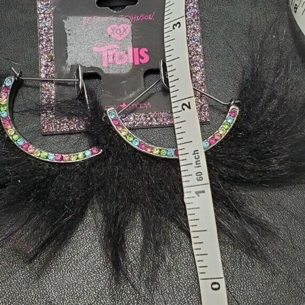 Betsey Johnson Trolls black fuzzy earrings